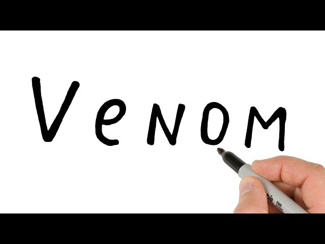 How to turn words VENOM into drawing Venom Spiderman villain from marvel comic