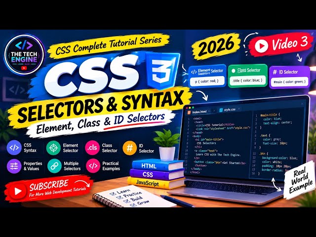 CSS Selectors & Syntax Explained | CSS Tutorial #3 | Element, Class & ID Selectors | #cssselectors 