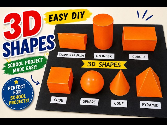 Maths Shapes Project Model | Maths Shapes Names | 3D Shapes model for school project| The4Pillars