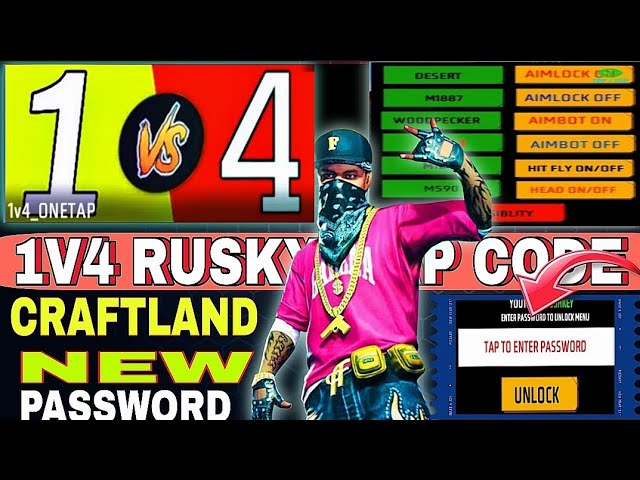 1V4 RUSHKEY _MAP CODE || CRAFTLAND || NEW MAP PASSWORD_ BACK JUMP  AIMLOCK _ AIMBOT 