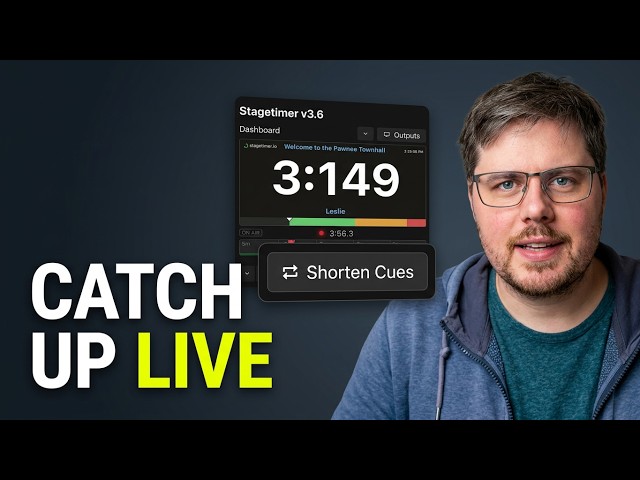 New in v3.6: Show Timing · Am I Running Late? · How do I catch up?