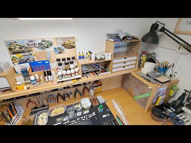 Hobby room for scale models, workbench from #hobbyzone #military #scalemodel