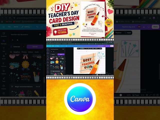 Teachers' Day Card Design in Canva | DIY Teachers' Day Card Design | Easy Teachers' Day Card