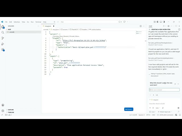 MCP server integration with DevOps Plan