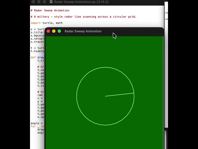 #Radar #Sweep #Animation #pyhton #turtle #coding #fun