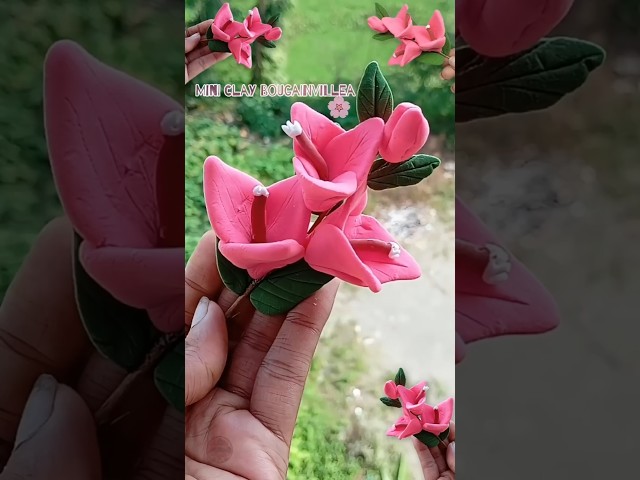 How to Make a Mini Clay Bougainvillea Flower 🌸 | Cute & Easy DIY #shorts #diy @AfriNahiD#art