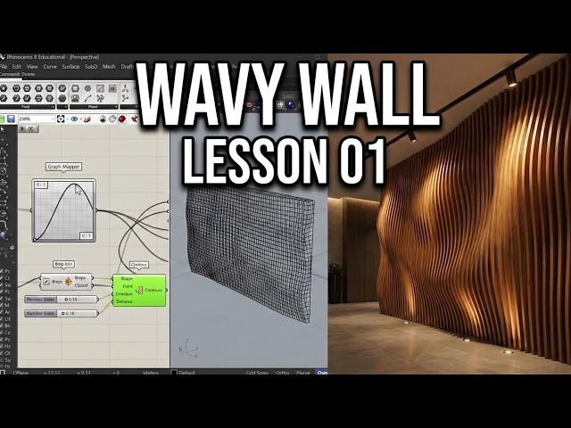 01_ grasshopper 3d rhino tutorial | parametric wavy wall decor