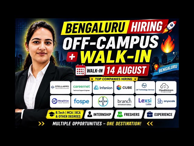 Bengaluru Mega Hiring | Freshers & Experienced Jobs | Walk-In, Internships & ₹7 LPA Jobs | Apply Now