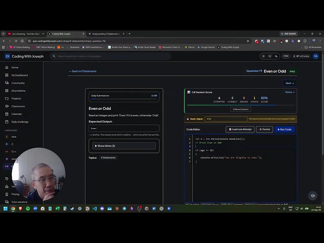 Live Stream - C# Questions from CWJ coding quesitons website - Sept 23, 2026