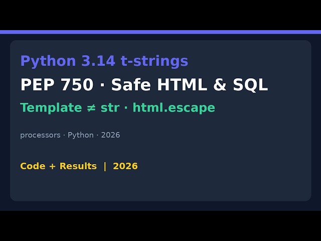 Python 3.14 t-strings (PEP 750): Safe SQL & HTML
