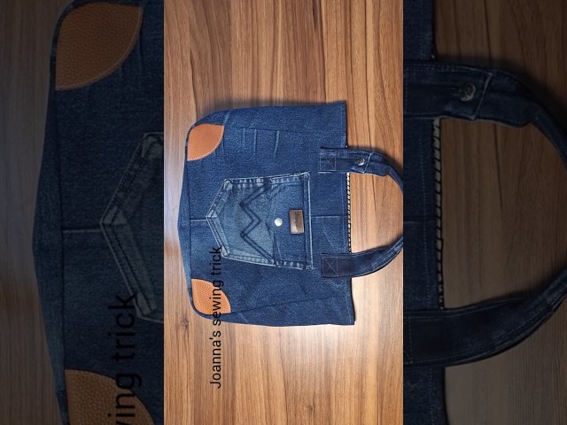How to Sew a Denim Bag from Old Jeans | Upcycled Denim Tutorial_cutting and sewing #shorts #upcycle