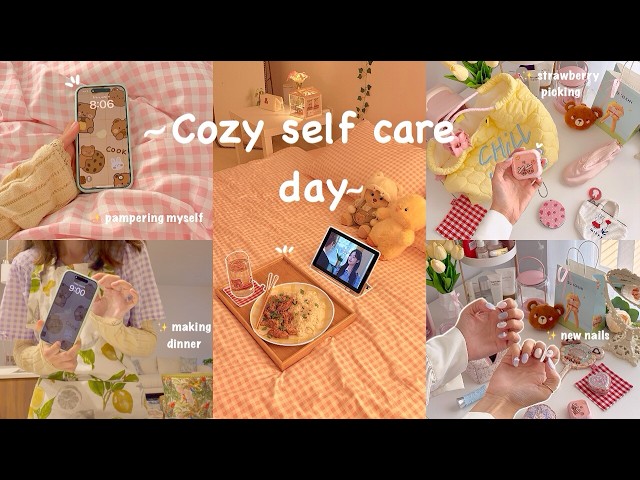 Daily vlog 🍓 morning to night routine, self care day, strawberry picking, delicious dinner