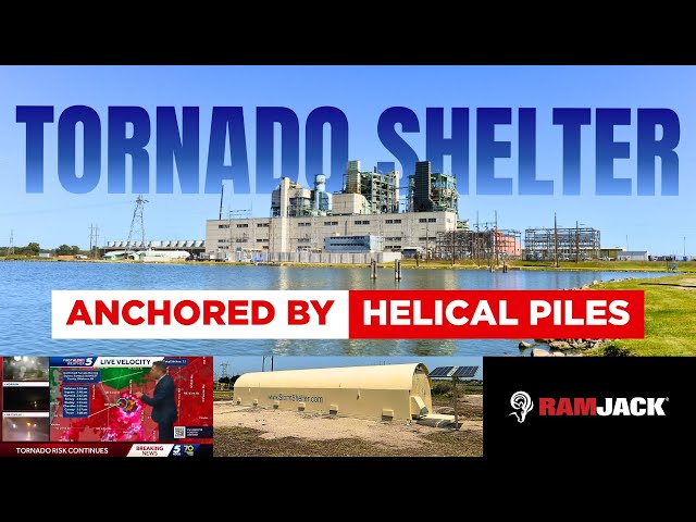 Helical Piles anchor storm shelter to the ground during TORNADO