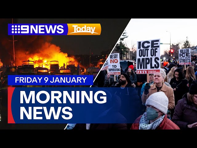 Protesters clash with officials in U.S.; Major boat fire | 9 News Australia