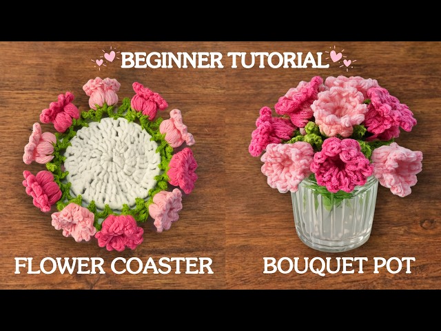 How to Crochet a Rose Flower Coaster | Beginner Friendly Step-by-Step Tutorial 🌹