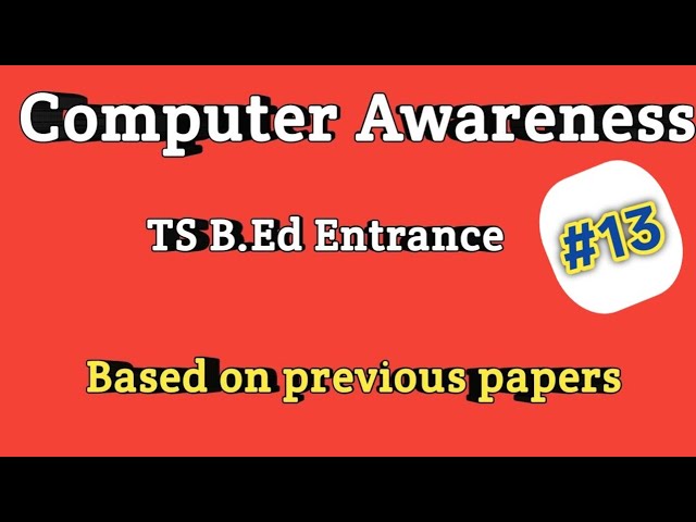 Computer Awareness MCQs | Computer GK Q&A | TS B.Ed Entrance | Previous Questions #13