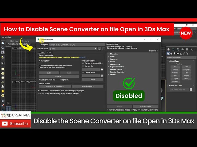 How to Disable Scene Converter on file open in 3Ds Max