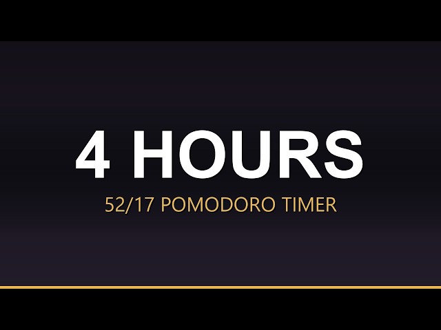 4 Hour Pomodoro Timer 52/17 with Deep Brown Noise for Study and Focus