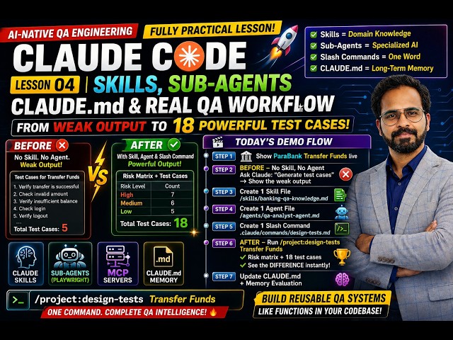 Claude Code Tutorial - Lesson 04 | Agentic AI Testing with Claude Skills & QA Agents