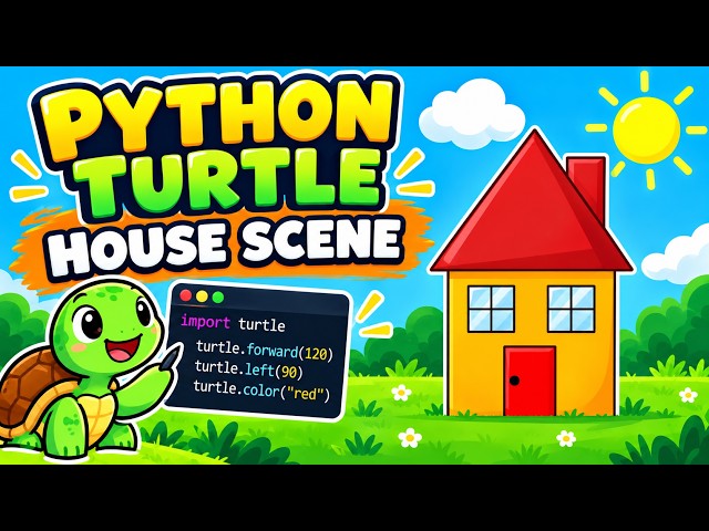 Python Turtle House Scene Tutorial | Learn Python by Drawing