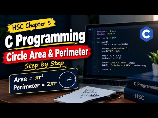 C Programming Circle Area & Perimeter | HSC Chapter 5 | C Programming Bangla