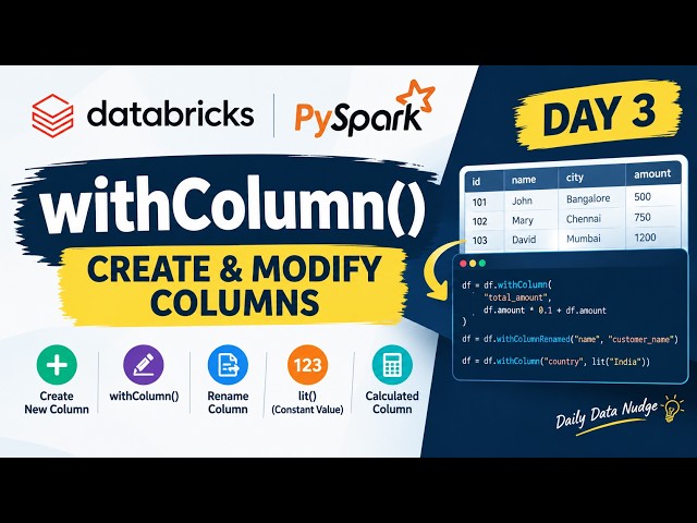 PySpark withColumn() Explained | Create & Modify Columns | Day 3 of My Data Engineering Journey