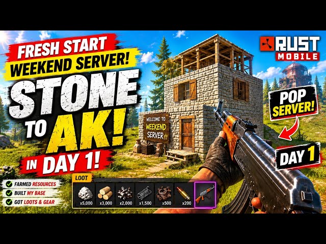 STONE to AK in ONE DAY! 😱 | Rust Mobile Fresh Start Weekend Server #1