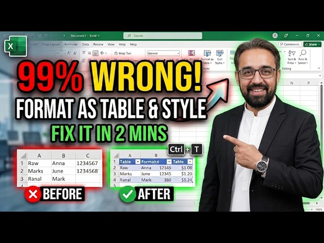 99% of Excel Users Format Tables WRONG (Fix It in 2 Mins)
