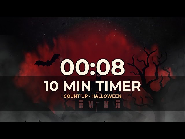 10 Minute Count Up Timer 🎃 Halloween with Clock Ticking | Cronómetro Ascendente 10 Minutos