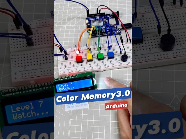 Build a Color Memory Game with Arduino! 🎮 LEDs, LCD & Buzzer#arduinoprojects #stemprojects