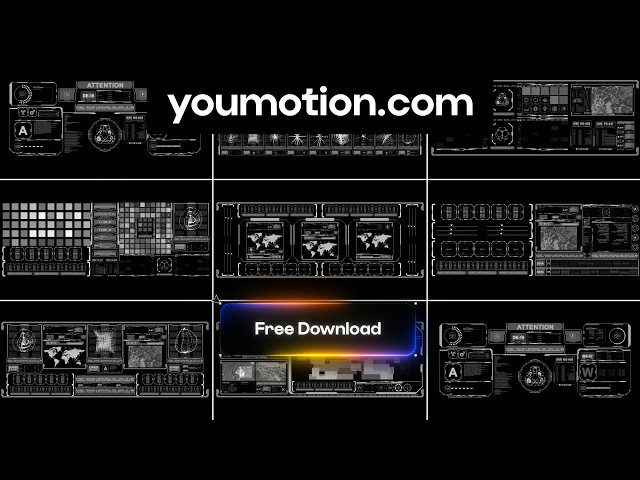 HUD Large Screens — 8 High-Tech Interface Animations (Ae, Pr, Dr, FCPX) Free