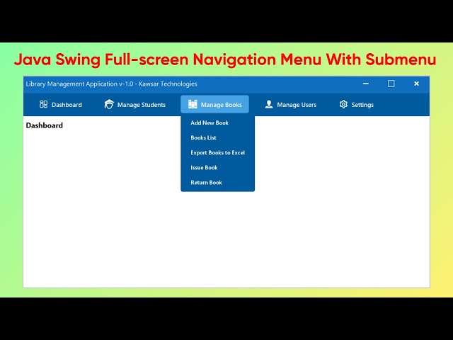 Java Swing Dashboard Navigation Menu with Submenu Items | Java Swing UI Design