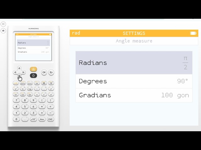 Change angle measure to Radians or Degrees