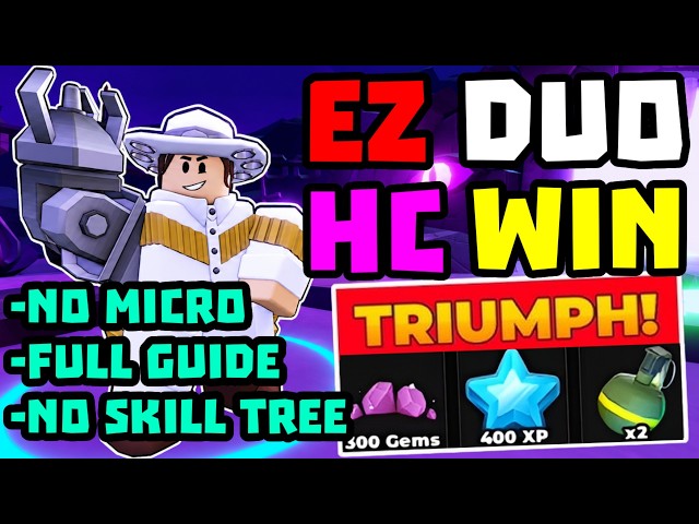 DUO Hardcore Triumph with No Skill Tree + Full Guide | TDS Tower Defense Simulator