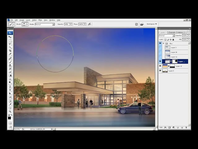photoshop architectural rendering Tutorial  Compositing Sky