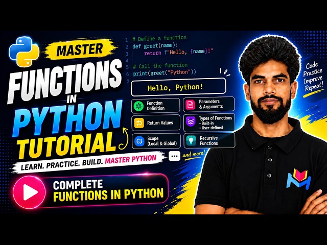 Functions in Python | def, Parameters, Arguments, Return, *args & **kwargs| Complete Python Tutorial