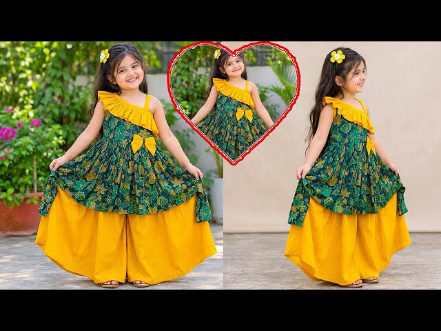 Easily Create a Trendy Baby Dress/Sharara: Cutting and Stitching | Designer Baby Frock Design