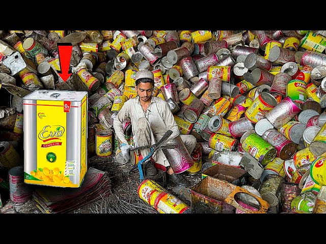 Process of Recycling Massive Oil Tin Boxes In Factory | How Oil Tins Are Recycled | Inside Factory