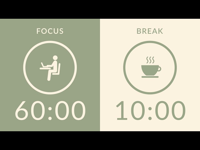 60/10 Pomodoro Timer with Green Noise 🎧 4-Hour Study with Me for Deep Focus & ADHD ✨
