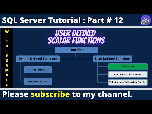 💡 SQL Server User Defined Scalar Functions | Learn How to Create UDFs in SQL Server