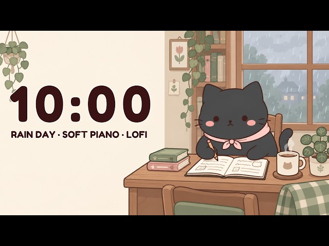 10 Minute Countdown Timer 🌧️ Study with Mocha | Rainy Day Lofi Timer for Classroom