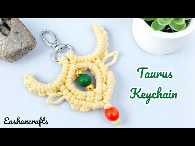 DIY Taurus♉ Macrame Keychain | Macramé Taurus Keychain | DIY Zodiac Sign Crafts