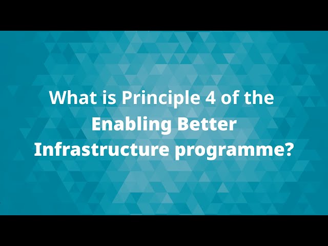 What is principle 4 of the Enabling Better Infrastructure programme? | ICE