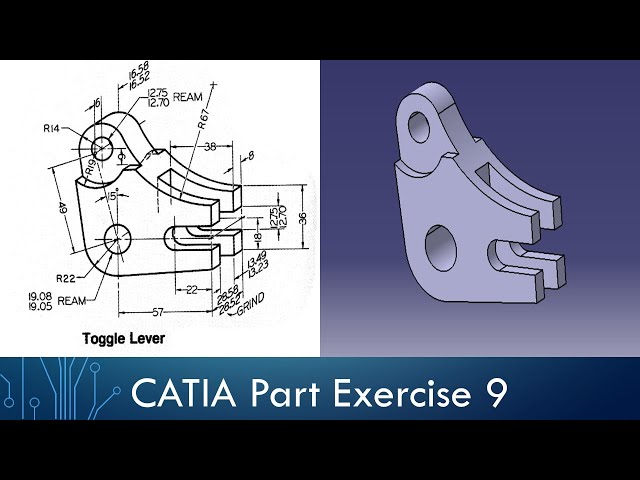 CATIA Part Design Exercise 9 - Toggle Lever