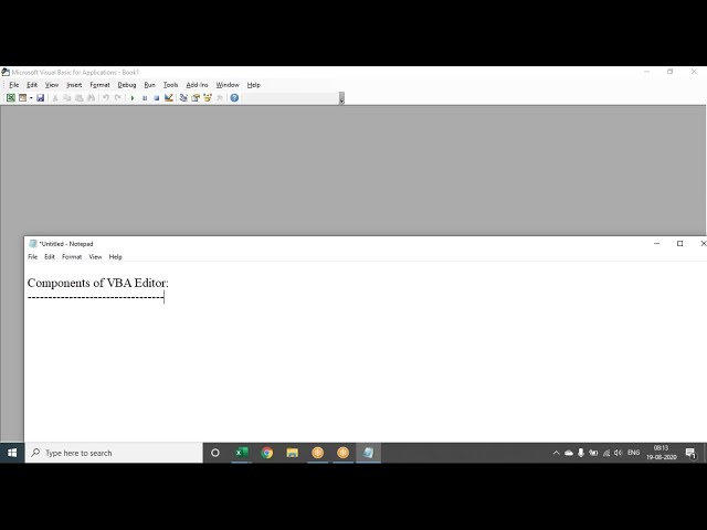 Componets of VBA Editor and Basics