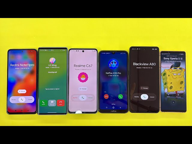 Incoming Call LG Wing + XIAOMI Redmi N11 + Realme C67 + Neffos X20 + Blackview 8 + Sony Xperia 5 