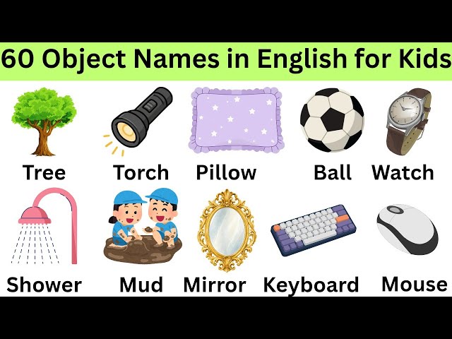 60 Object Names in English for Kids | Learn English Vocabulary