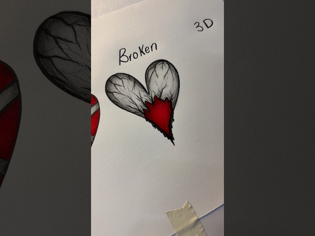 Heart drawing. Normal, healed, broken and 3D. #art #drawing #artist #howtodraw #shorts