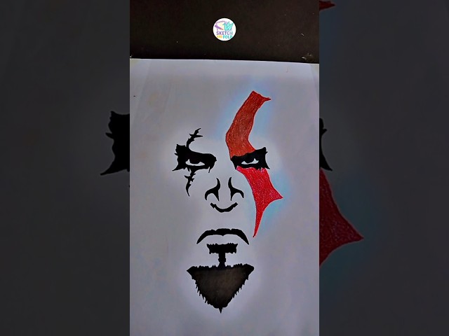 God Of War Face Sketch 😀 #shorts #ytshorts #sketchandfold #godofwarsketch