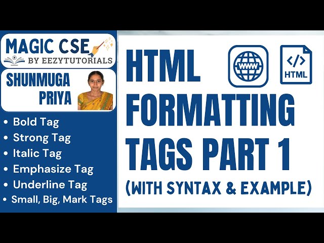 6.0 HTML Formatting Tags Part 1 - Bold, strong, italic, emphasize, underline